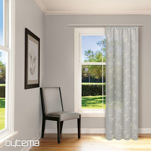 NATURA Tenda Gerster FOGLIE RICAMATE ST. GRIGIO