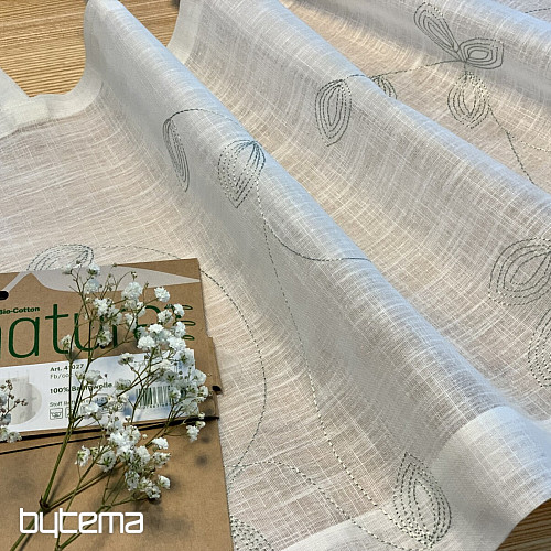 NATURA Tenda pronta Gerster FOGLIE RICAMATE VERDE