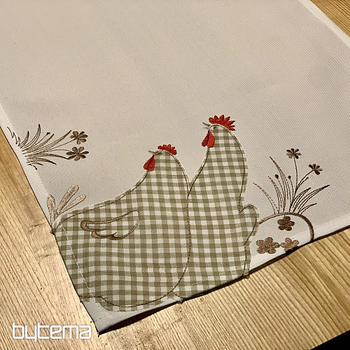 Tovaglia ricamata e sciarpa SLEPIČKA a quadri