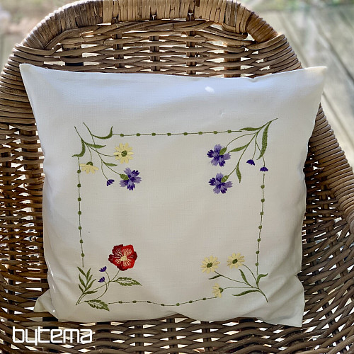 Fodera per cuscino ricamata FIORI IN UN QUADRATO