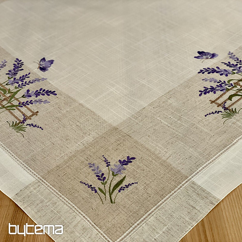 Tovaglia e scialle ricamati LAVANDA DIETRO IL RECINTO