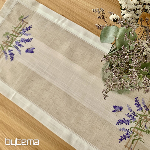 Tovaglia e scialle ricamati LAVANDA DIETRO IL RECINTO