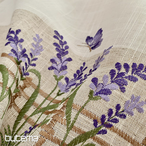 Tovaglia e scialle ricamati LAVANDA DIETRO IL RECINTO
