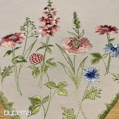 Tovaglia e scialle ricamati FIORI DI PRATO