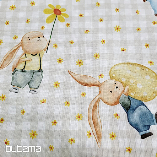 Tessuto decorativo CONIGLI E FIORI