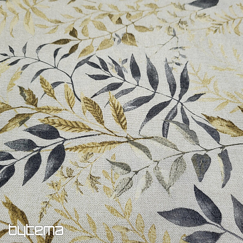 Tessuto decorativo MARACAIBO foglie grigio