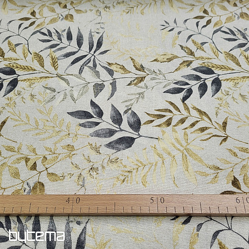 Tessuto decorativo MARACAIBO foglie grigio