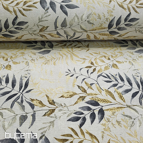 Tessuto decorativo MARACAIBO foglie grigio
