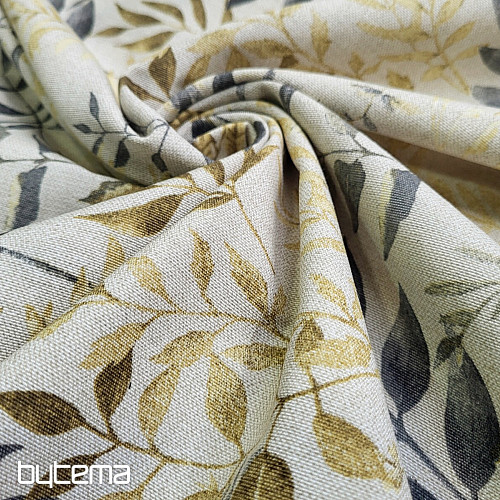 Tessuto decorativo MARACAIBO foglie grigio