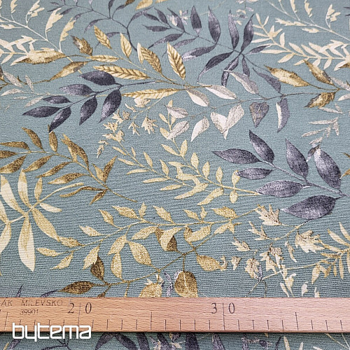 Tessuto decorativo MARACAIBO foglie turchesi