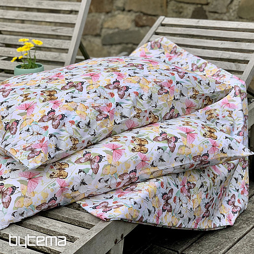 Biancheria da letto francese in rasatello di cotone FARFALLE