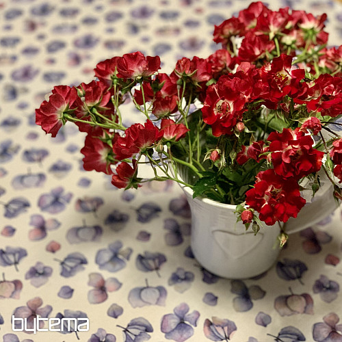 Tovaglia e sciarpa MONTANA VIOLA FIORI BLU