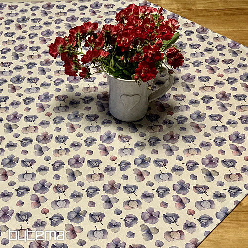 Tovaglia e sciarpa MONTANA VIOLA FIORI BLU