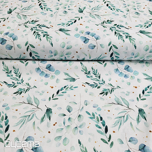Tessuto di cotone FINE TWIGS verde