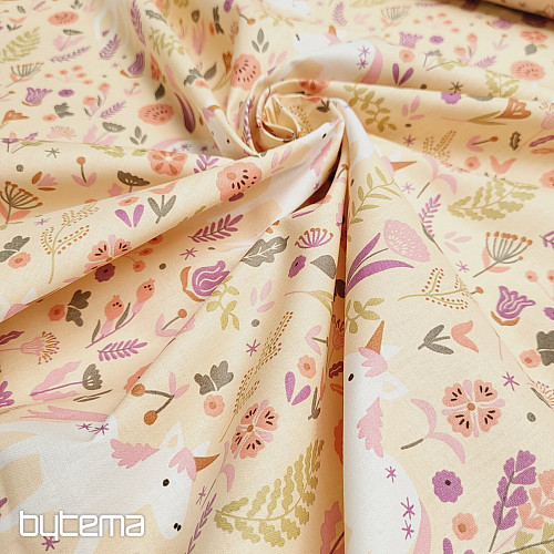 Tessuto di cotone UNICORN rosa