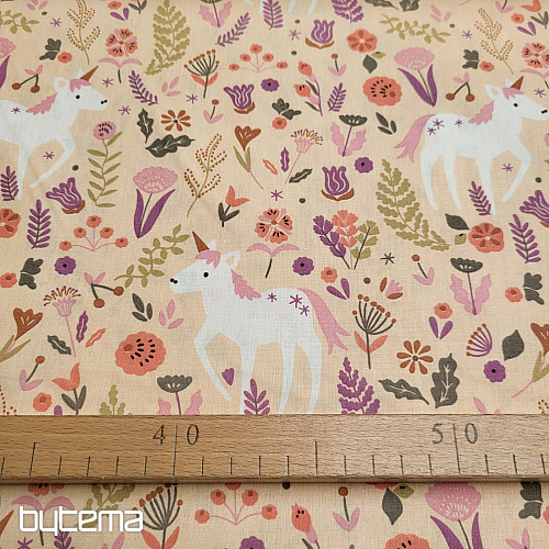 Tessuto di cotone UNICORN rosa