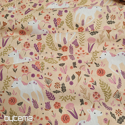 Tessuto di cotone UNICORN rosa