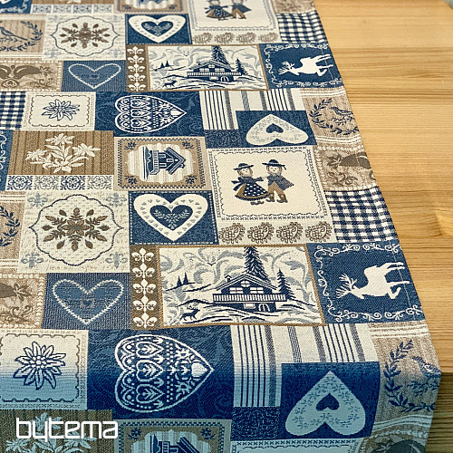 Tovaglia arazzo, sciarpa PATCHWORK SRDCE blu