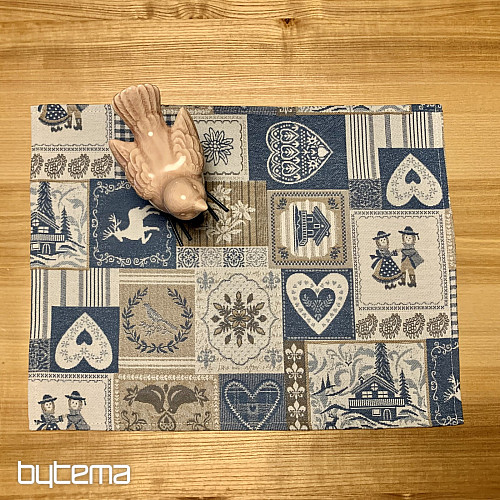 Tovaglia arazzo, sciarpa PATCHWORK SRDCE blu