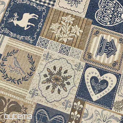 Tovaglia arazzo, sciarpa PATCHWORK SRDCE blu