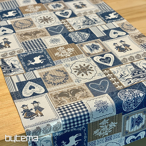 Tovaglia arazzo, sciarpa PATCHWORK SRDCE blu