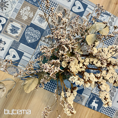 Tovaglia arazzo, sciarpa PATCHWORK SRDCE blu