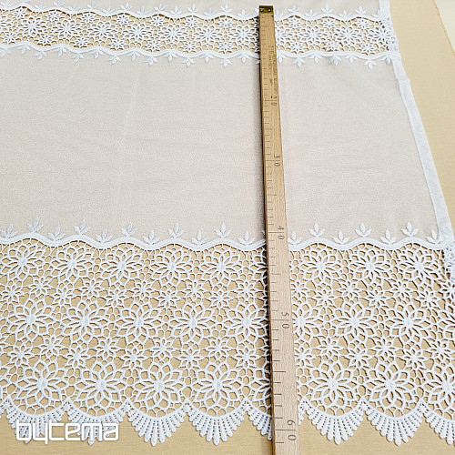 Tenda di lusso ricamata finita GERSTER 11509 fiori bianchi