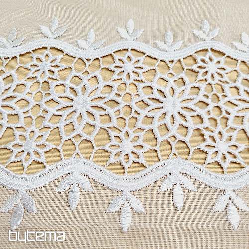 Tenda di lusso ricamata finita GERSTER 11509 fiori bianchi