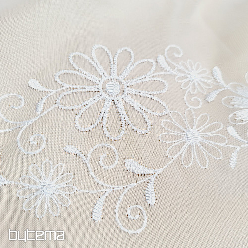 Tenda ricamata V 325 FIORE bianco