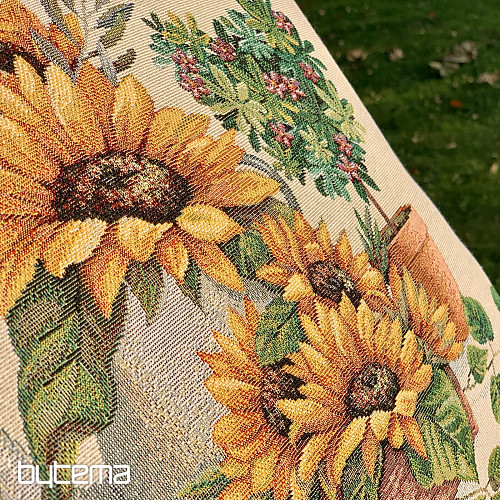 Fodera per cuscino con arazzo GIRASOLI IN CORNICE