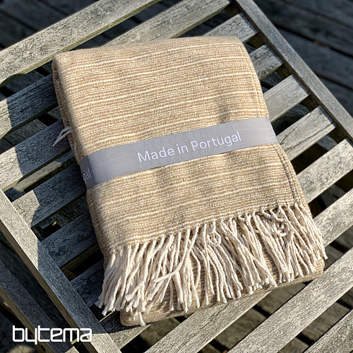COPERTA BEIGE CON FRANGE