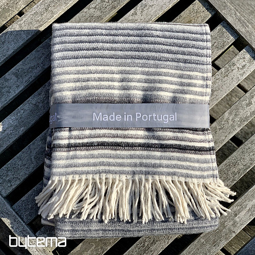 Coperta GRIGIO BIANCO CON FRANGE