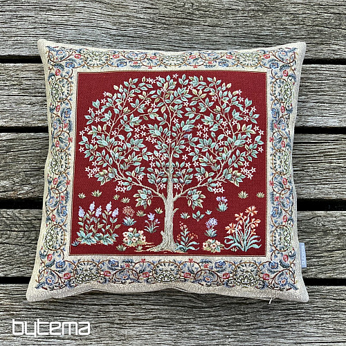 Fodera per cuscino gobelin TREE OF LUCK rosso