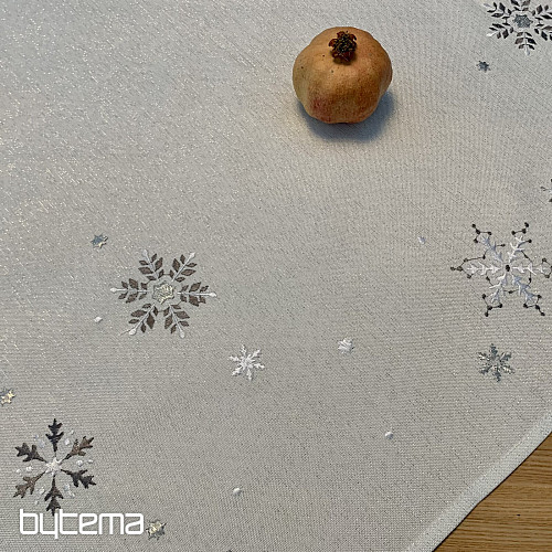 Tovaglia e sciarpa natalizia ricamata GRIGIO BIANCO FLAKE