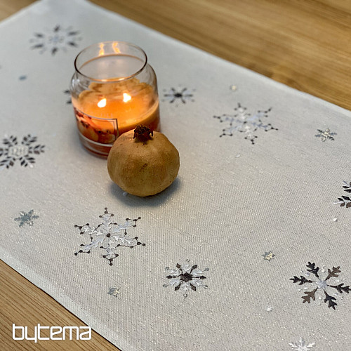 Tovaglia e sciarpa natalizia ricamata GRIGIO BIANCO FLAKE