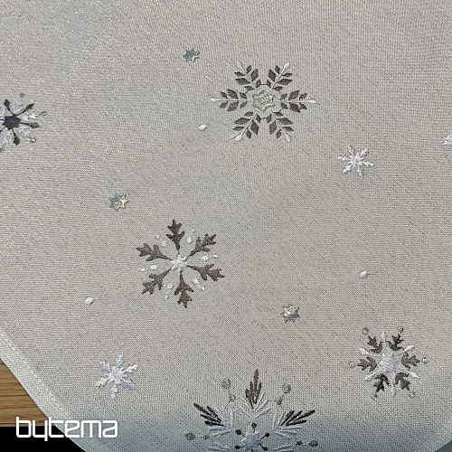 Tovaglia e sciarpa natalizia ricamata GRIGIO BIANCO FLAKE