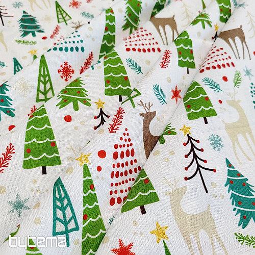 Tessuto di cotone FORESTA DI NATALE