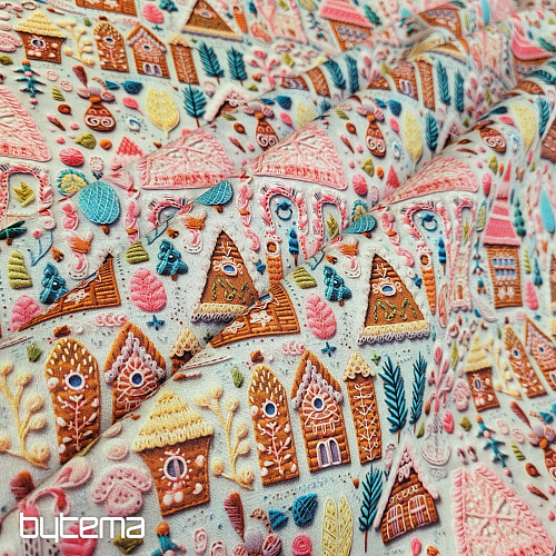 Tessuto di cotone COTTAGE DI PAN DI ZENZERO