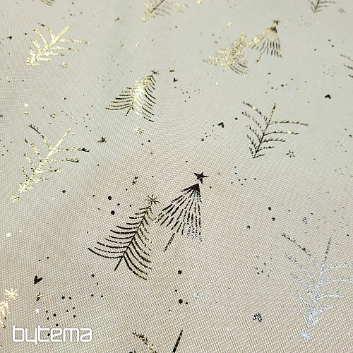Tessuto di cotone ALBERI BEIGE