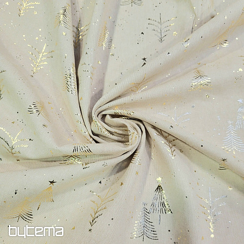 Tessuto di cotone ALBERI BEIGE