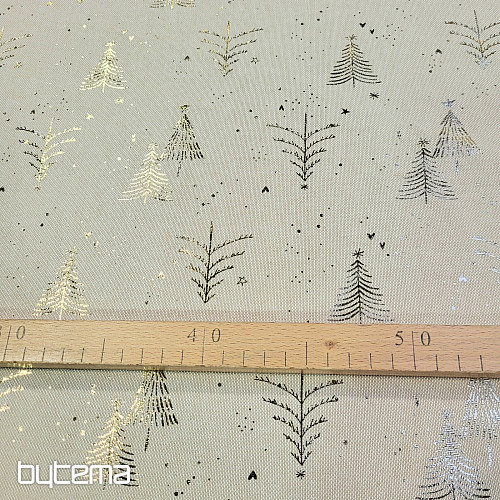 Tessuto di cotone ALBERI BEIGE