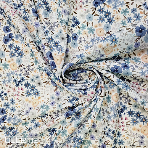 Tessuto in cotone ROMANA blu