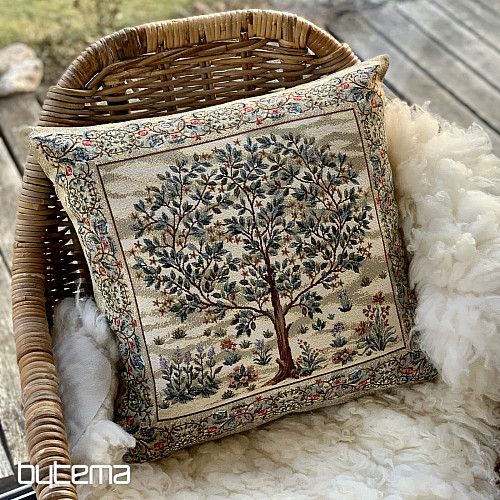 Fodera per cuscino arazzo ALBERO DELLA FELICITÀ beige