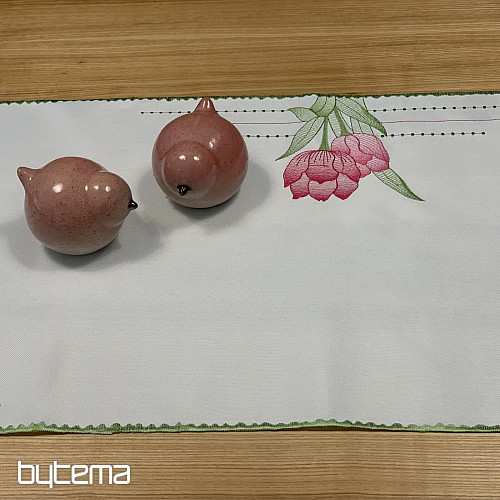 Tovaglia e sciarpa ricamate Tulipani rosa