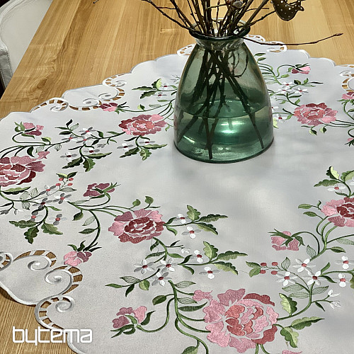 Tovaglia e sciarpa ricamate ROSE