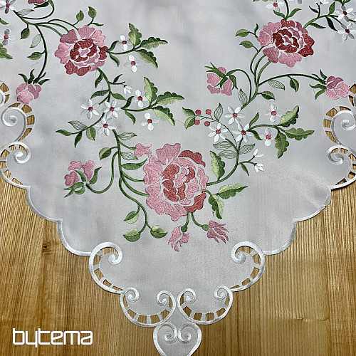Tovaglia e sciarpa ricamate ROSE