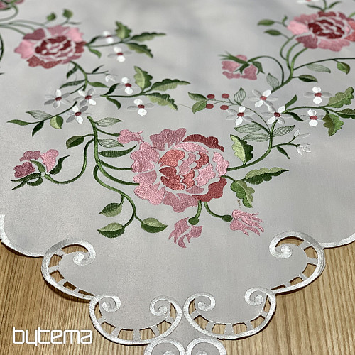 Tovaglia e sciarpa ricamate ROSE
