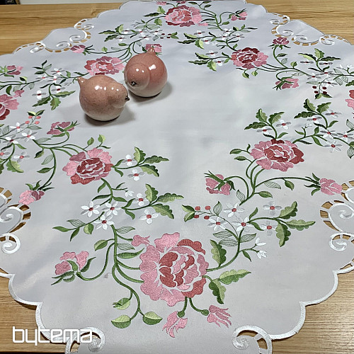 Tovaglia e sciarpa ricamate ROSE