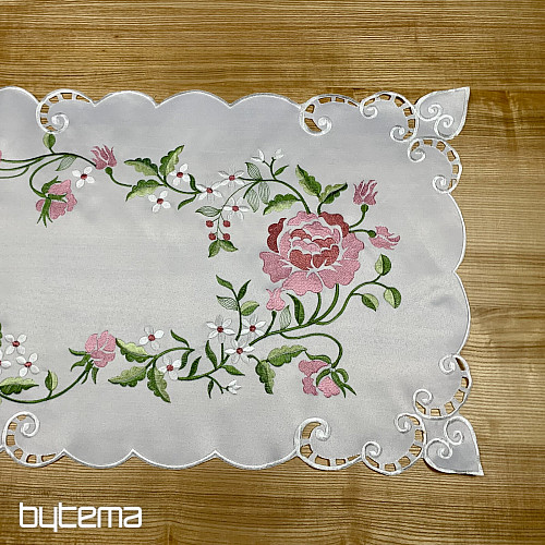 Tovaglia e sciarpa ricamate ROSE