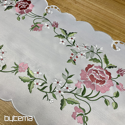 Tovaglia e sciarpa ricamate ROSE